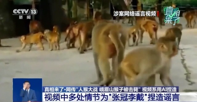 九游娱乐真相来了丨网传“峨眉山猴子被击毙”视频系AI捏造 11处造假！(图4)