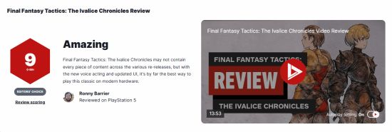 《最终幻想战略版》IGN9分！新配音UI凸显原作精髓九游娱乐(图1)